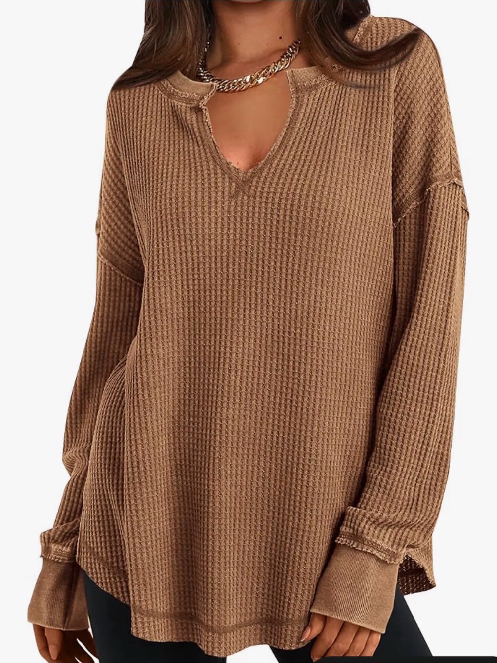 Waffle-Knit Oversized Light Sweater